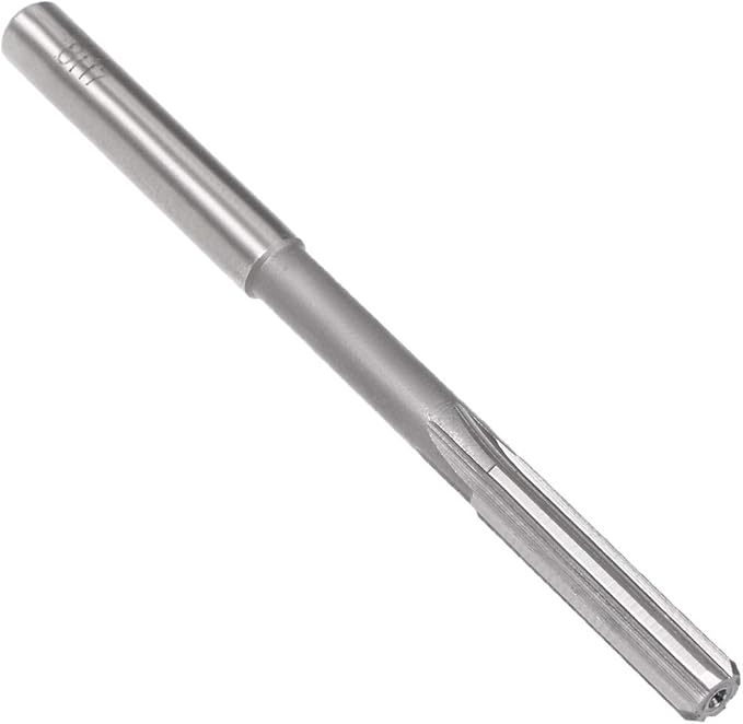uxcell Chucking Reamer 8mm, H7 HSS Lathe Machine Reamer 6 Straight Flutes, Round Shank Milling Cutting Tool, Metric Reaming Drill Bit for Stainless Steel Metal Hole