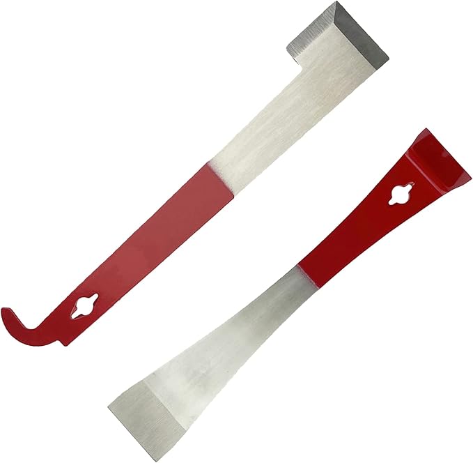 2 Pack Steel Bee Hive Tool Frame Lifter and Scraper for Beekeepers, J Hook and L Hook