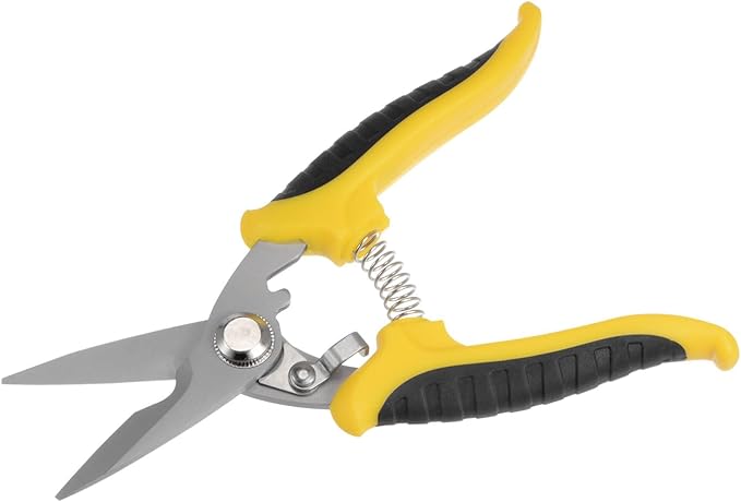 HARFINGTON Industrial Scissors 7 Inch Stainless Steel Shears Blades with Black Yellow Handle for Cutting Thin Metal Copper Sheets