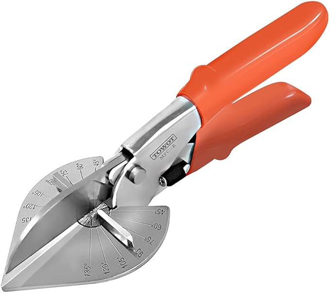 TOWOT Sharp Multi Angle Miter Shear Cutter Adjustable at 45 to 135 Degree with Safety Lock Hand Tools for Cutting Plastic PVC and Molding Trim Upgrade Hardened Version