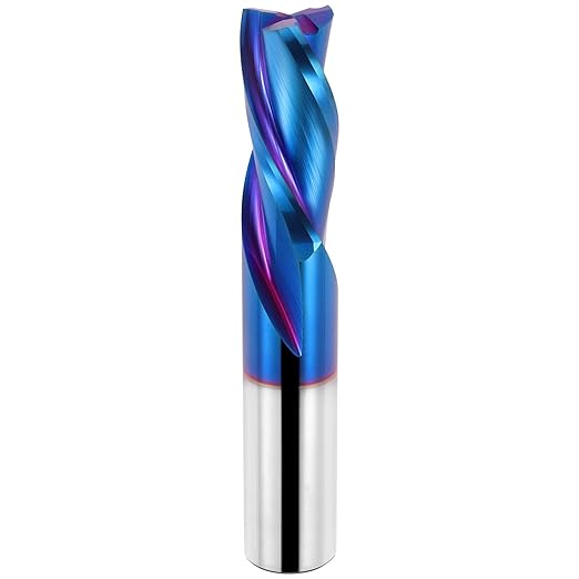 Downcut Spiral Router Bit 3-Flute with 1/2??Shank, 1/2??Cutting Diameter, 1-1/4??Cutting Length, Carbide CNC Router Bits End Mill for Wood Mortises Carving Engraving(3 Inch OVL)