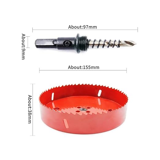 Hole Saw Drill Bit LAIWEI HSS Hole Cutter with Arbor for Wood,PVC Board and Plasterboard(6-1/8"(155mm Hole Saw))