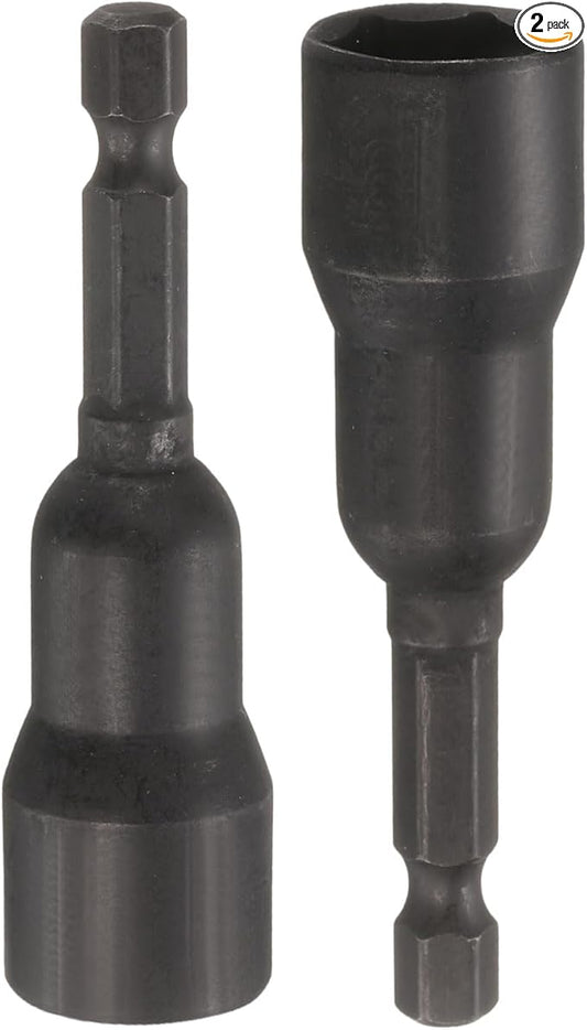 uxcell 2Pcs 1/4" Hex Shank 13mm Magnetic Hex Socket 65mm Length, CR-V Steel Quick-Release Impact Driver Socket Wrench Screw for Impact Drill Power Nut Setter