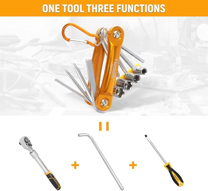 Hoteche 12-Piece Folding Socket and Screwdriver Bit Set ??Compact CR-V Tool Kit with Anodized Aluminum Frame | 1/4" Drive Sockets (6-10mm), PH2/PH3, Slotted, Hex, Socket Adapter | Satin Finish
