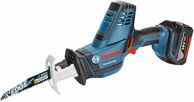 BOSCH GSA18V-083B 18V Cordless Reciprocating Saw - Lightweight & Compact, 0.83" Stroke, 3,050 SPM, Variable-Speed Trigger, Toolless Blade Change, LED Light (Bare Tool)