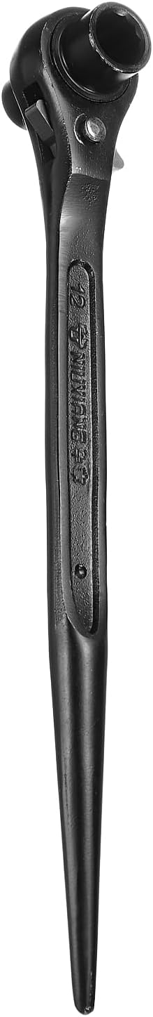 HARFINGTON Scaffolding Podger Ratchet Wrench 10mm x 12mm CR-V 12 Point Double Ended Socket Ratcheting Podger Scaffold Spud Spanner Tool for Auto Repair Mechanical Maintenance, Black
