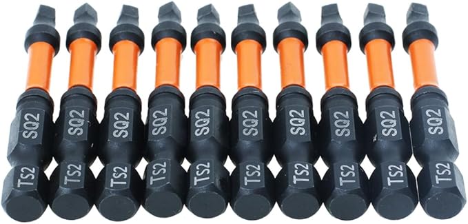 AUTOTOOLHOME 10 Pack #2 Square Driver Bit 2 inch Long Square Impact Drill Bit for Pocket Hole Jig System SQ2 Bits