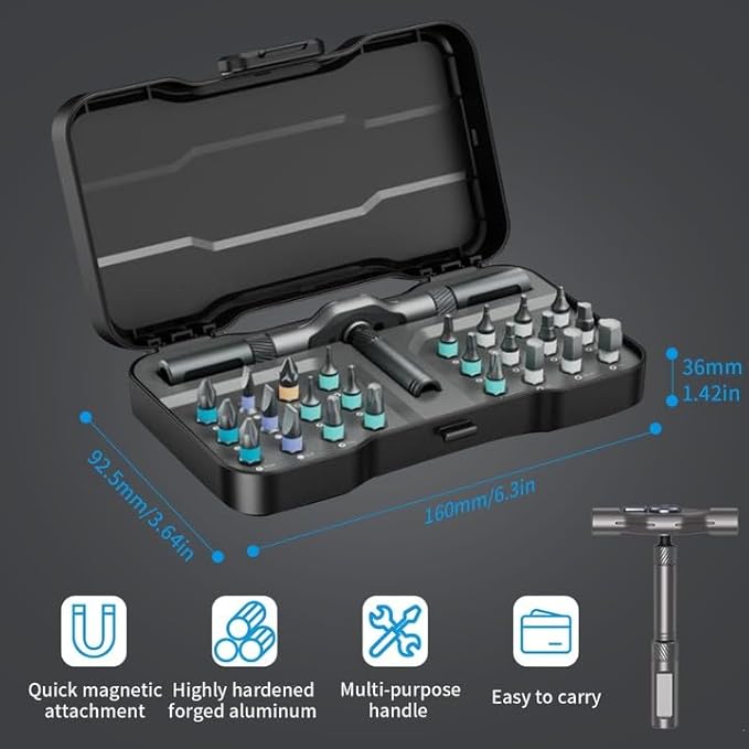 24 in 1 Magnetic Screwdriver Set, DIY Ratchet Screwdriver Set, Multifunctional Toolbox with Detachable Ratchet Handle, Portable Precision Repair Tool Kit for Furniture Bicycle Electronic Device