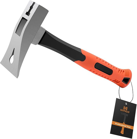 Pry Bar Hammer with Nail Puller - 12.5 Inch 18oz Demolition Tool for Trim, Tile, Baseboard Removal | Smooth Surface Shock-Absorbing Hand Tools