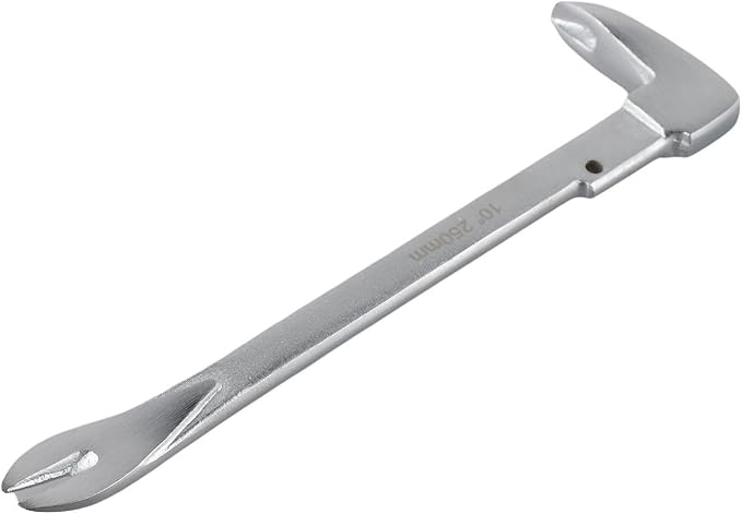 Nail Puller Extractor and Remover Tool with Dual Strike Zones, Precision Claws for Embedded or Headless Nails, Metal Carpentry Pry Bar for Woodworking and Household Repairs, Silver(D)