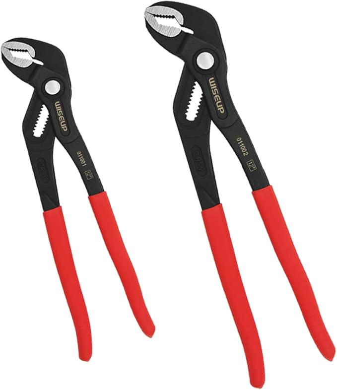 WISEUP Groove Joint Pliers Set - Fast Adjustable 7 & 10 Inch Water Pumper With Smooth Jaw - Tongue and Groove Wrench for Channel Home Repair, Gripping Nuts, Bolts, Pipe
