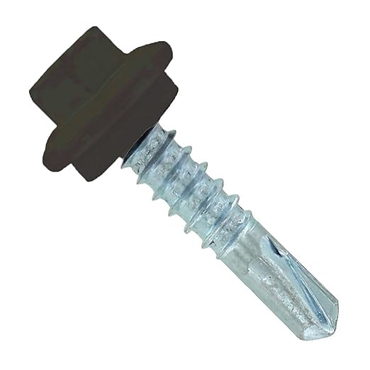 Fasteners Plus ST Fastening Maxx SteelBinder Metal to Metal #12 X 1 Koko Brown Screws with EPDM Rubber Washer, 250-Count - Designed for Roofing and Siding Panels