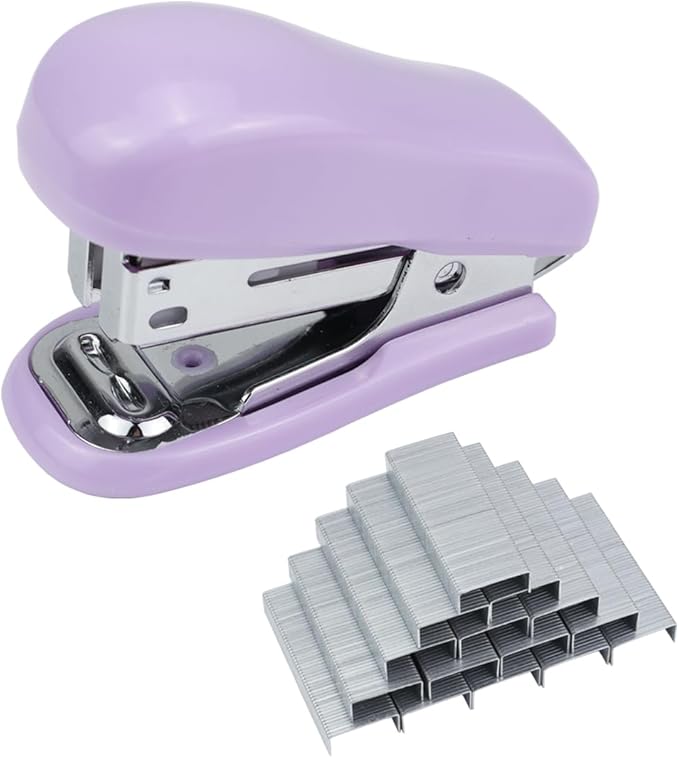 Aacehlh Mini Desktop Stapler Set,20 Sheet Capacity,Includes Built-in Staple Remover and 750PCS No.12 Staples,Small Cute Stapler for Office and School Supplies (Purple)