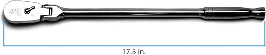 Capri Tools 1/2-Inch Drive Low Profile Flex-Head Ratchet, True 72-Tooth, 5-Degree Swing Arc, 180-Degree Flex-Head (CP12500FX)