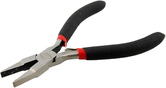 uxcell Jewelers Black Rubber Coated Handle Flat Nose Pliers 4.5" Long