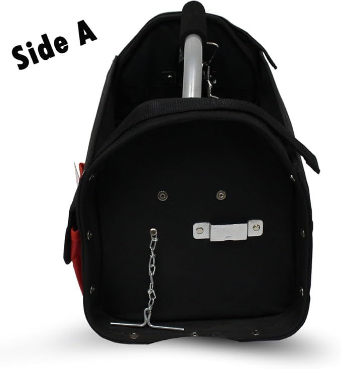 RAVEN 16" Red & Black Tool Carry-All | Premium Canvas with Multi-Pockets | Metal Handle & Rubber Feet | 16" x 7.5" x 10.25" | Best for Tools, Crafts & Supplies