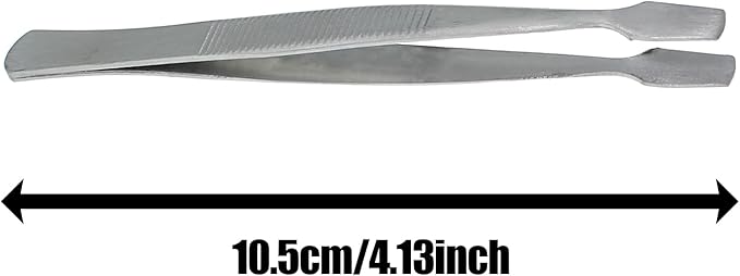 Maxmoral 3PCS 10.5cm Silver Stainless Steel Stamp Pliers Sanding Tweezer Eyebrow Clip Flat Wide Tip Precision Philatelic Tweezer for Stamp Documents Photo Processing