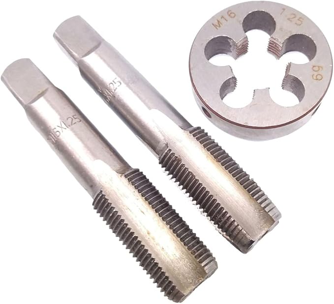 Mactoom 16mm x 1.25 HSS Metric Tap and Die Set Right Hand Thread,Tapping DIY Tool 3pcs (M16 x 1.25mm)