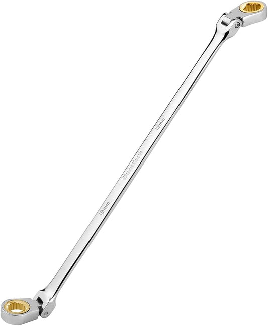 DURATECH 12 * 13 mm Extra Long Anti-Slip Flex-Head Ratcheting Wrench, Metric, CR-V Steel