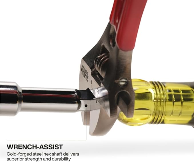 Klein Tools 654716 Heavy-Duty Hollow Shaft Nut Driver, Color-Coded 7/16-Inch Hex, Pass Through Design, 6-Point Socket, and Cushion-Grip Handle