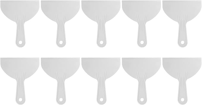 HARFINGTON 10pcs Putty Scraper 5.9" Width 1.7mm Thin Flexible Plastic Putty Knives for Taping Drywall Spreading Painting Wall Scratching Gray