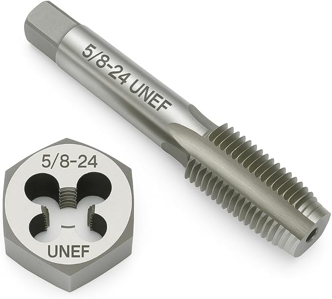 Yamesh 5/8"-24 Thread Tap and Die Set HSS Tap with GCr15 Alloy Steel Hex Die Right Hand Thread Repair Tool for Metalworking and Machinery