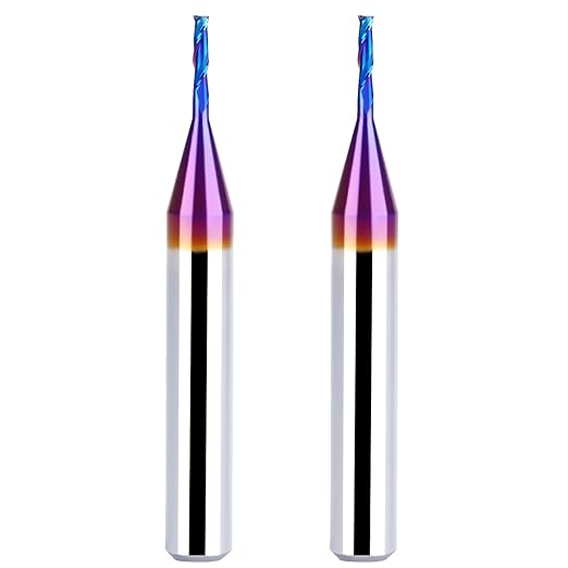 2PCS Upcut Spiral Router Bit 1/4 Inch Shank 1/16 Inch Cutting Diameter 1/4 inch Cutting Length with Extra Long Life Coating CNC Router Bits End Mill for Wood Cutting, Slot Mortise, Engraving