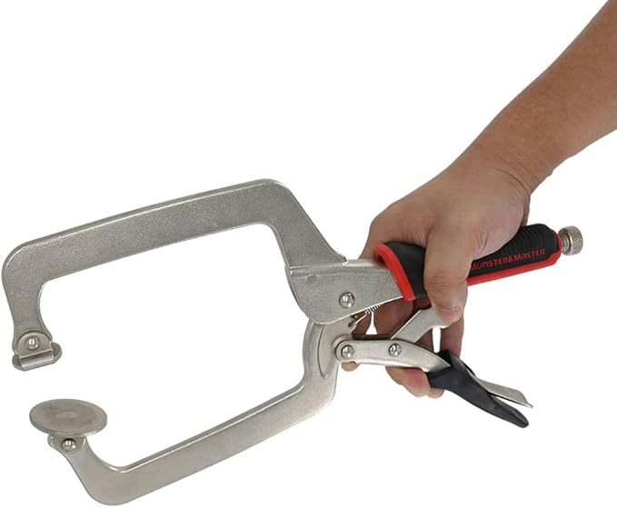 Monster & Master 15" C clamp Locking Pliers with Swivel Pads, Face Clamp for Woodworking, Welding and Pocket Hole Joinery, 2-Piece,