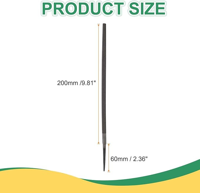 HARFINGTON 10" Round Fine Cut File Double Cut Teeth Fine Metal File High Carbon Steel T12 without Handle for Metal Wood Finishing Roughing, Grey