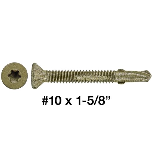 10x1-5/8 Reamer Tek Torx/Star Head Self-Drilling Wood to Metal Screws - for Flatbeds, Trailers - T-30 Torx Screw Head CASE Qty 42 Boxes 4,746 Screws