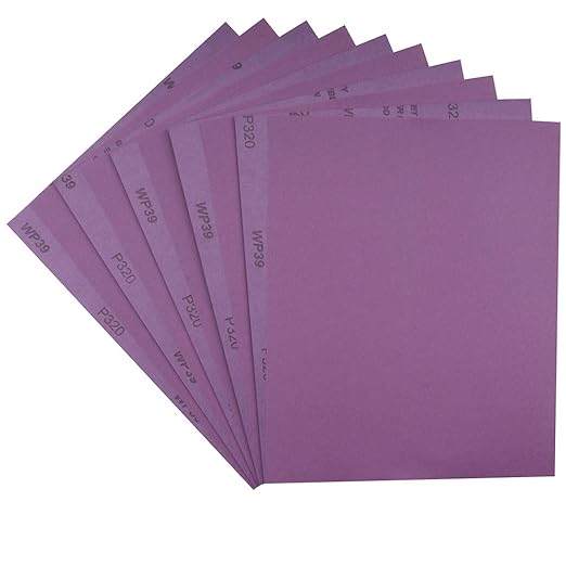 Sandpaper 320 Grit,Wet Dry Sanding Sheets,High Performance White Fused Alumina Abrasive Sand Paper for Wood Furniture Finishing,Metal Grinding,Automotive Polishing,9 x 11 Inch,10-Pack
