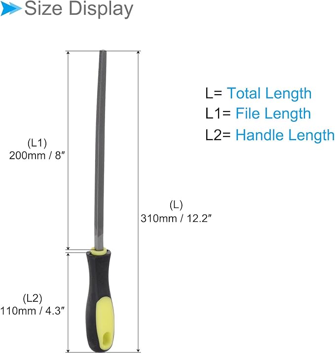 Square File, | 8 Inch File Length |, High Carbon Steel Medium Cut File Hand Rasp with Anti-Slip Grip Handle - (Applications: for Shaping Metal Wood Plastic), 2-Pieces