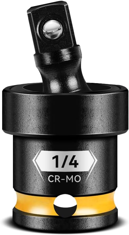 BLACKROBOT 1/4" Drive Impact Universal Joint Set, CR-MO Swivel Socket Adapter for Bicycle Repair & Home DIY, Flexibly Reach Tight-Angle Fasteners