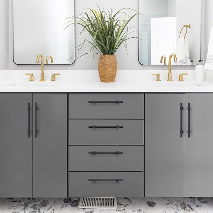 3 Pack Black Cabinet Handles - 5" Hole Center Cabinet Pulls Matte Black Drawer Pulls Cabinet Hardware Kitchen Handles for Cabinets