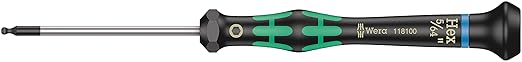 Wera 05118100001 Kraftform Micro 2052 Ballhead Hexagon Electronics Precision Screwdriver, 5/64" Head, 60mm Blade Length