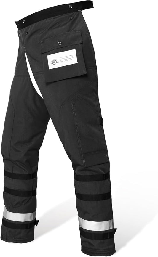 Technical Wrap Chainsaw Chaps by UL Class A 8 Layers Chainsaw Pants Apron Style Black