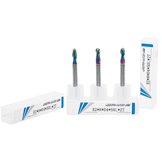 4mm R2 DLC Coated 2-Flute Carbide Ball Nose End Mill, Ideal for Aluminum, Copper Alloys, and Plastic Machining ??High Precision & Wear-Resistant Cutting Tool (3 Pack)