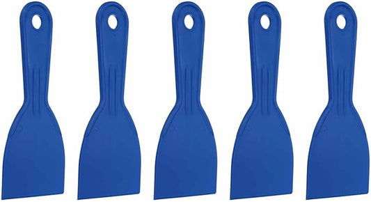 HARFINGTON 5pcs Putty Knife Scraper 3" Width Flexible Plastic Putty Knife Paint Scraper Tool for Taping Drywall Spreading Painting Wall Scratching Blue