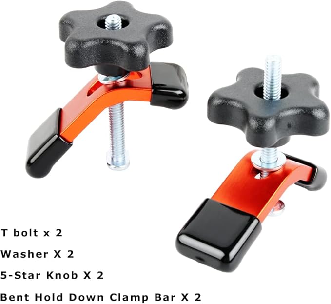 O'SKOOL 2 Pack Mini Hold Down Clamps Kit, 3-1/3??L x 1??Width T-Track CNC Router Clamp
