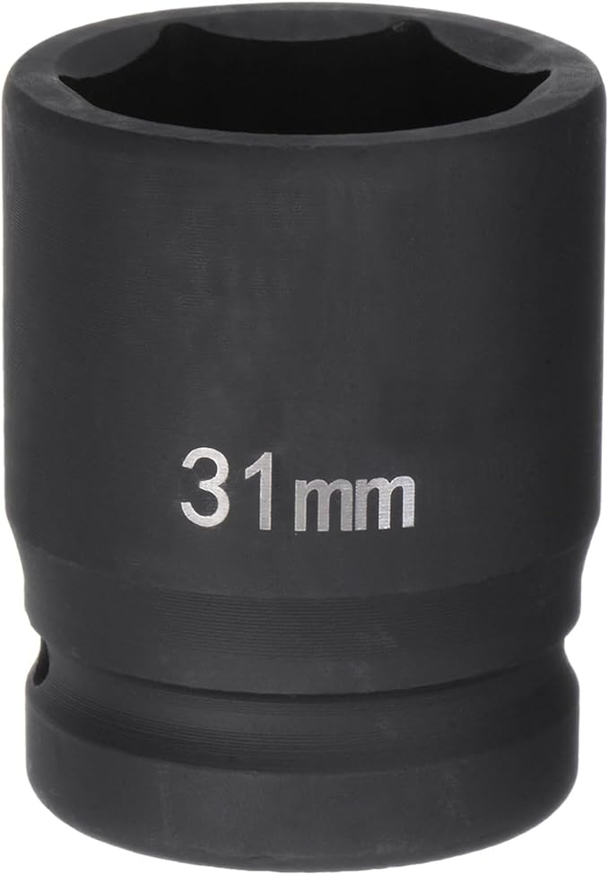 HARFINGTON 6-Point Impact Socket 3/4" Drive 31mm Metric 40Cr Alloy Steel Spindle Axle Nut Impact Socket