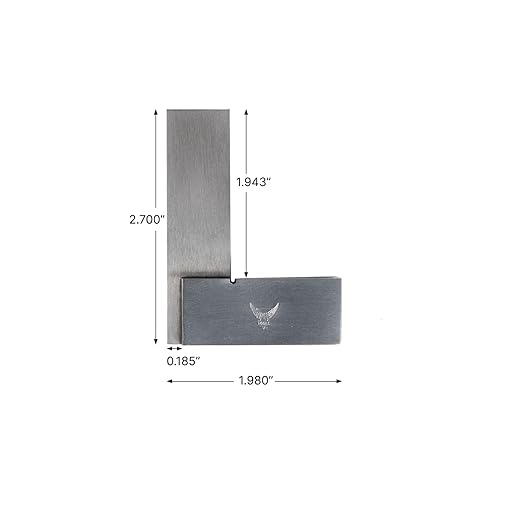 PEC Tools Machinist Square Precision Engineer Wide Seat Square 90 Right Angle Ground Hardened Steel Angle Ruler 2 x 1-1/2 Inch, Suitable for Woodworking and Precision Layout Work