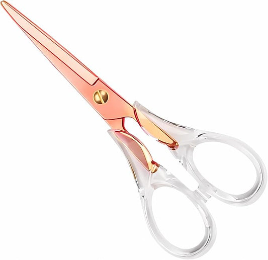 Gold Scissors, Stainless Steel Blade with Acrylic Handle, All Purpose Scissor for Office, School, Home, Fabric Shears, Tijeras (6.3" Rosegold)