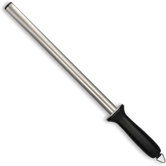 Navaris Diamond Sharpening Steel - 12" (31cm) Oval Knife Rod Sharpener for Honing Kitchen Knives - Lightweight and Durable for Home or Pro Use