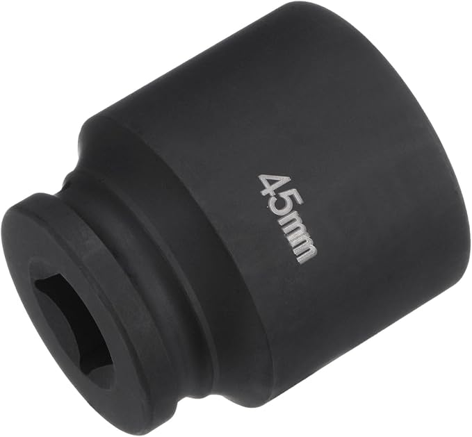 HARFINGTON 6-Point Impact Socket 3/4" Drive 45mm Metric 40Cr Alloy Steel Spindle Axle Nut Impact Socket