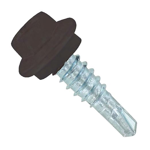 Fasteners Plus ST Fastening Maxx SteelBinder Metal to Metal #14 X 7/8" Koko Brown Stitch Screws with EPDM Rubber Washer, 250-Count - Designed for Roofing and Siding Panels