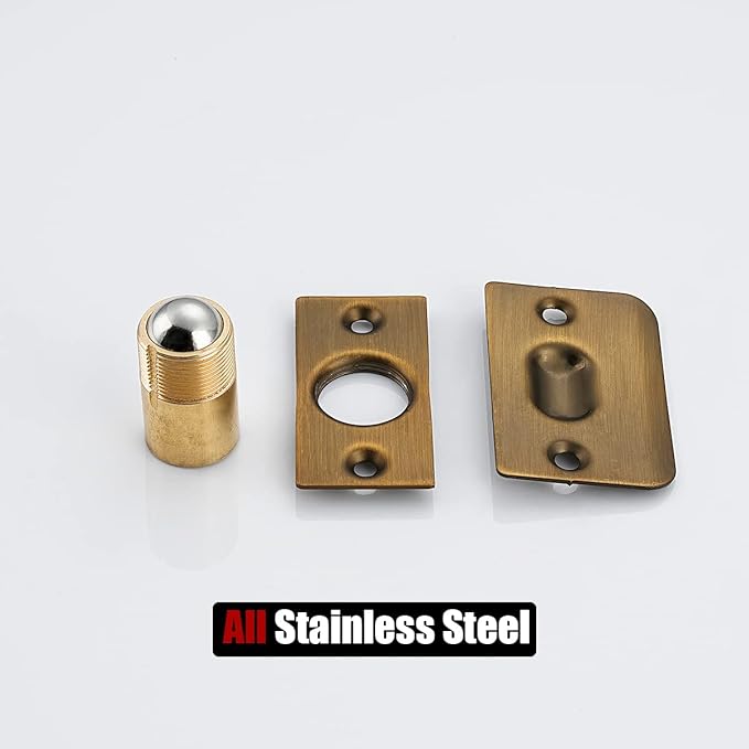 JQK Closet Ball Catch Door Hardware, Stainless Steel Catch Adjustable with Strike Plate, Bronze 2 Pack, HBC100-YRB-P2