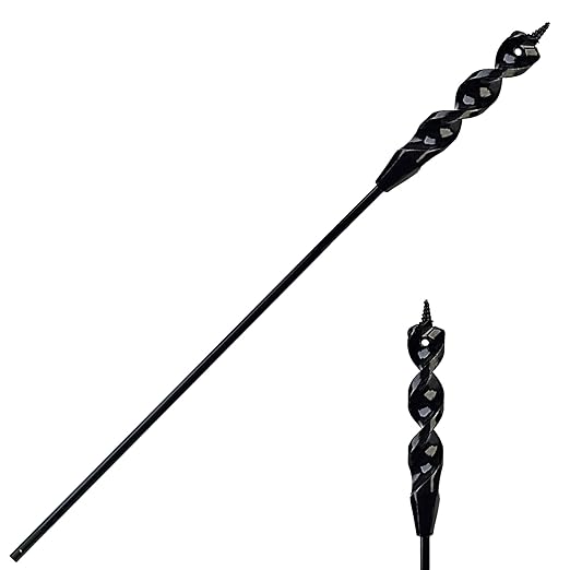 DKIBBITH Flexible Installer Drill Bit for Pulling Wires Through Walls Ceilings and Sidewalks,54-Inch Long, 1-Inch Auger with a Fish Eye Hole and Screw Point, 1/4" 3-Flat Anti-Slip Shank.