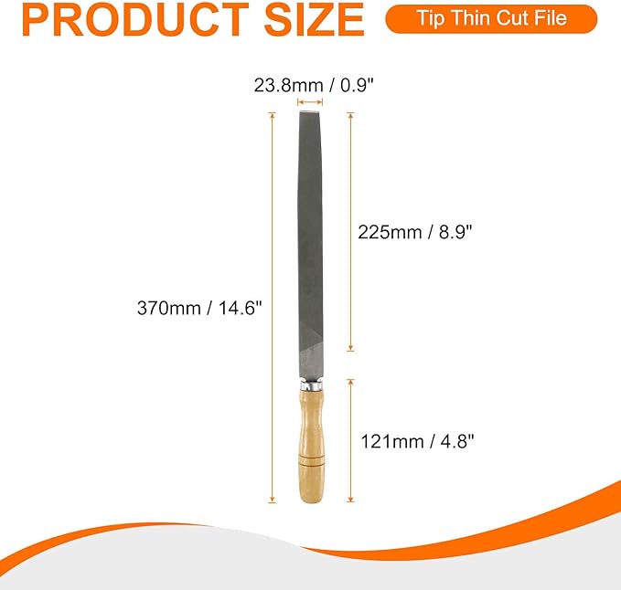 HARFINGTON 3pcs Tip Cut File 10" Double Cut Teeth High Carbon Steel Hand Rasp File with Wood Handle for Metal Wood Deburring Removing