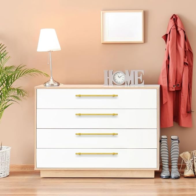 25 Pack Gold Cabinet Handles - 10" Hole Center Cabinet Pulls Drawer Pulls Cabinet Hardware Kitchen Handles for Cabinets