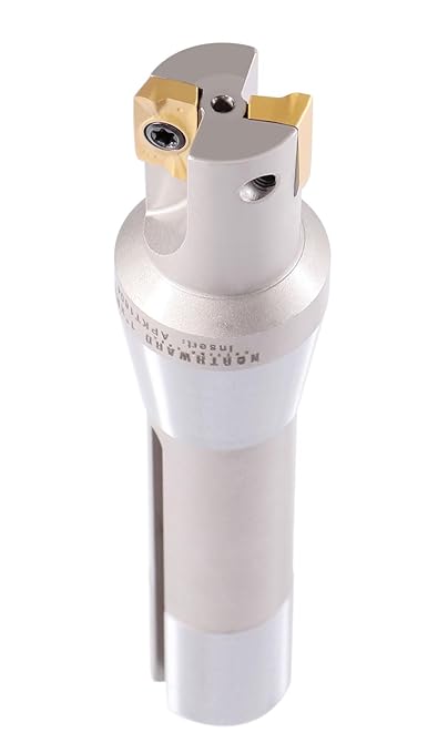 Accusize Industrial Tools 1'' by 5-27/32'' 90 Degree R8 Shank Indexable End Mills with 2 Apkt1604 Carbide Inserts Installed, 0028-6903